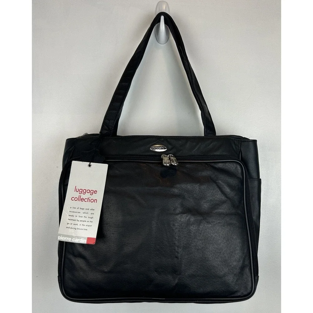 Leather Luggage Bag Briefcase Black Organizer Business New Gift Travel Read